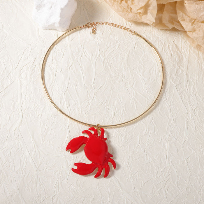 Wholesale alloy red crab pendant collar simple fashion casual women
