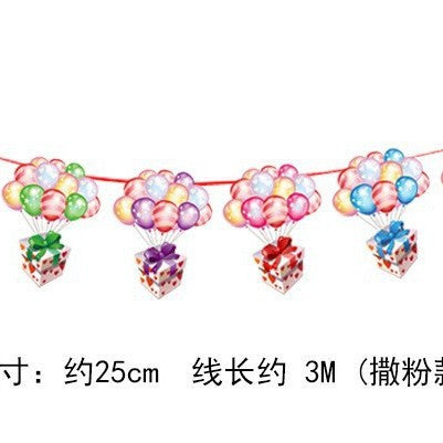 Wholesale Christmas Decorations Christmas Pull Flag Hanging Flag Holiday Banner Party Decoration Paper Cartoon Christmas Pull Flower String Flag