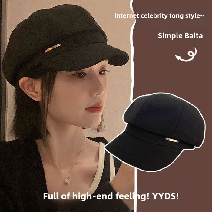 Wholesale Black beret, versatile for spring and autumn, octagonal artist hat