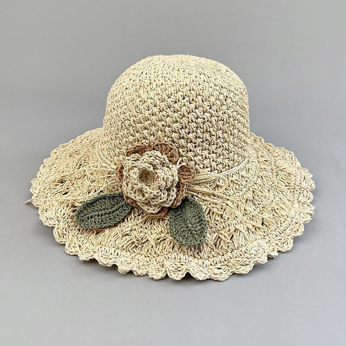 Wholesale Beach Hat Hand-woven Summer Cool Hat Straw Hat Women's Sunshade Flower Sun Hat