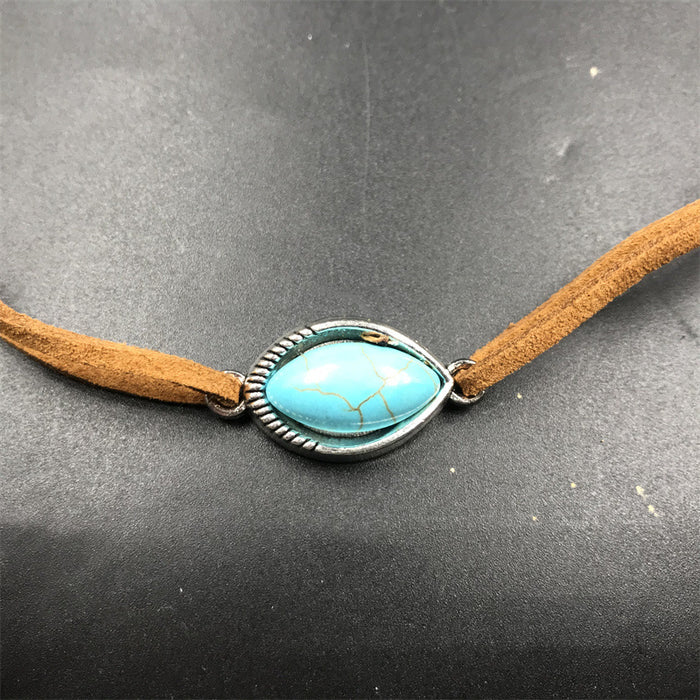 Wholesale Bohemian Turquoise Leather Necklace JDC-NE-NanHuai001