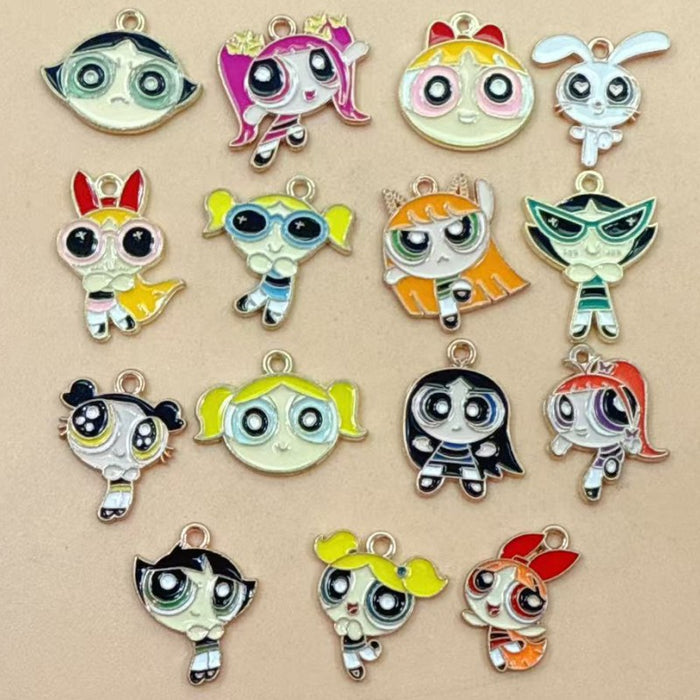 Wholesale 10pcs DIY Cartoon Cute Girl Alloy Resin Jewelry Pendant Necklace Earrings