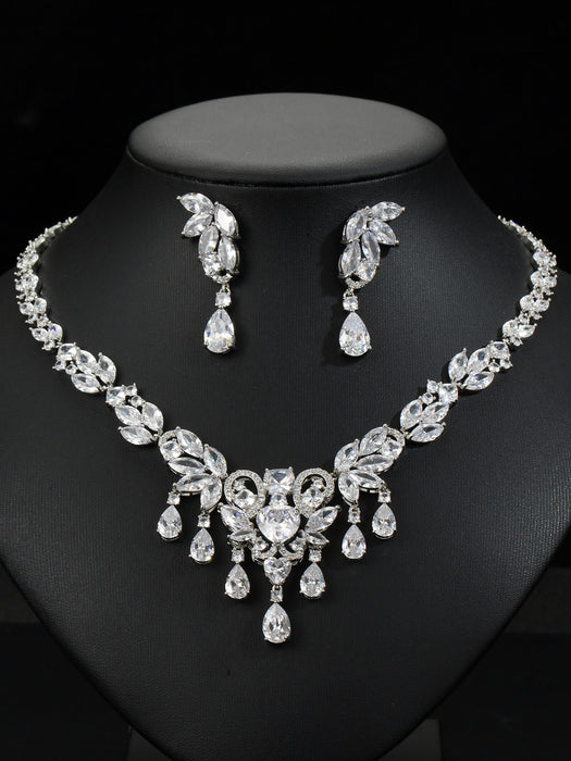 Wholesale Fashion Zircon Necklace Earrings Jewelry Accessories Shining