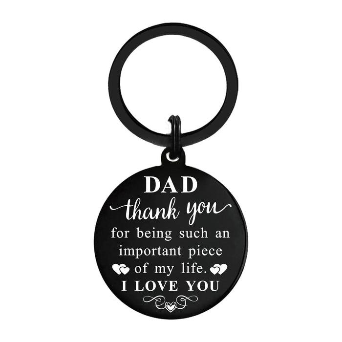 Wholesale Father's Day keychain stainless steel electroplating laser marking engraving