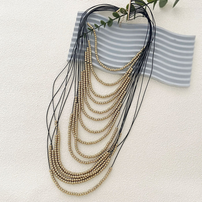Wholesale multi-layer gold beads creative design sense necklace exaggerated