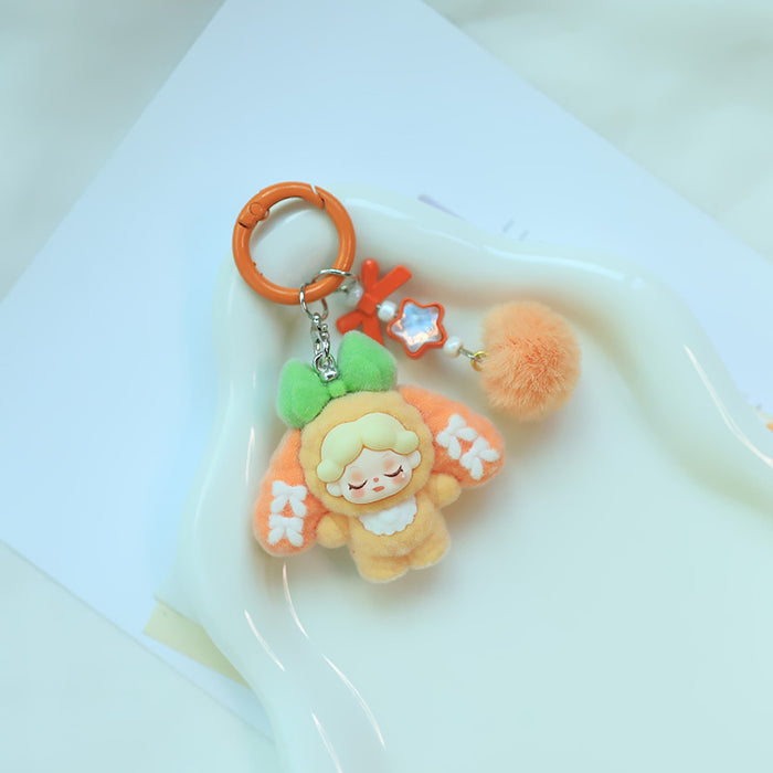 Wholesale Bowknot Flocking Big Ear Cartoon Keychain Schoolbag Pendant