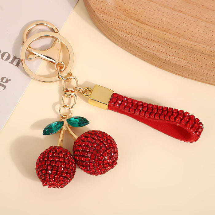 Wholesale Modern minimalist cherry keychain with diamonds