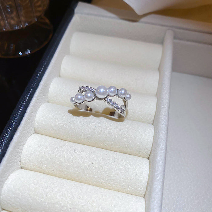 Wholesale Zircon diamond geometric love open ring sweet niche fresh index finger ring fashion high-end jewelry