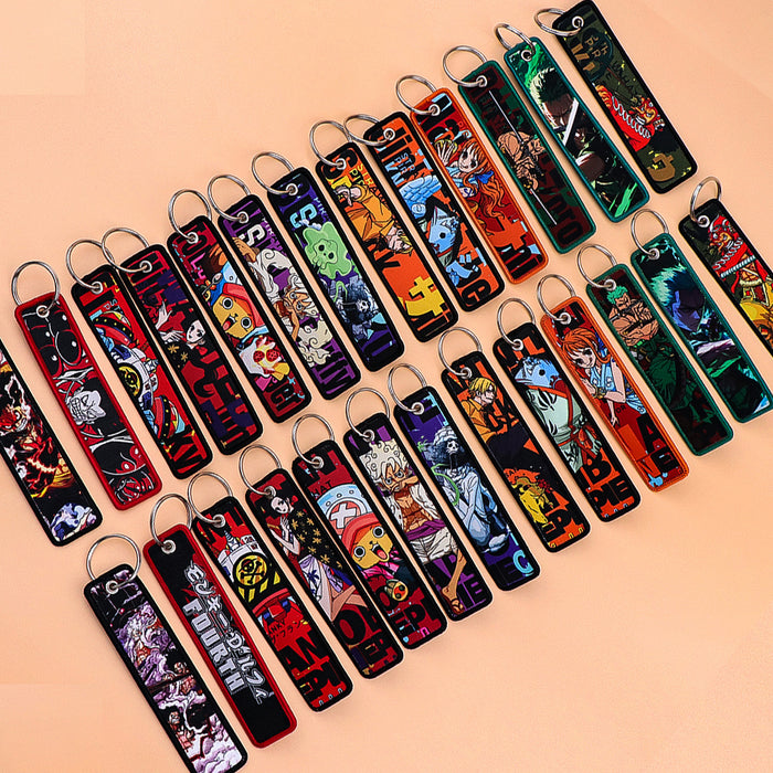 Wholesale Woven Label Keychain Cartoon Keychain Bag Pendant Woven Fabric Chain