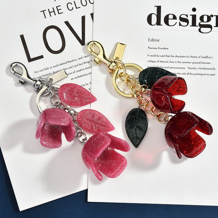 Wholesale Resin tassel rose keychains