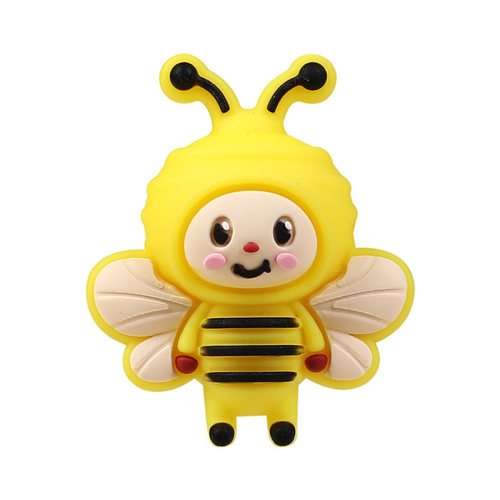 Wholesale 20pcs Cartoon bee silicone beads jewelry loose beads children DIY bead pen three-dimensional silicone beads
