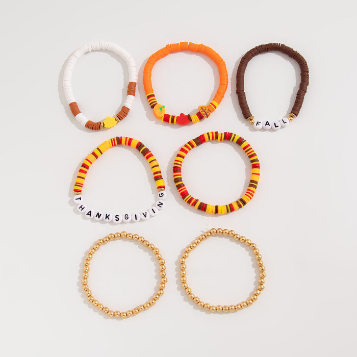 Wholesale Thanksgiving Maple Leaf Acrylic Bracelet Creative Handmade Soft y Beaded Bracelet suit