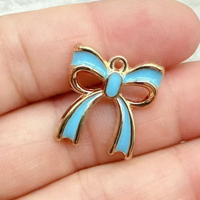 Wholesale 10pcs 3D Bow Tie DIY Alloy Enamel Accessories Keychain Necklace Pendantace Pendant