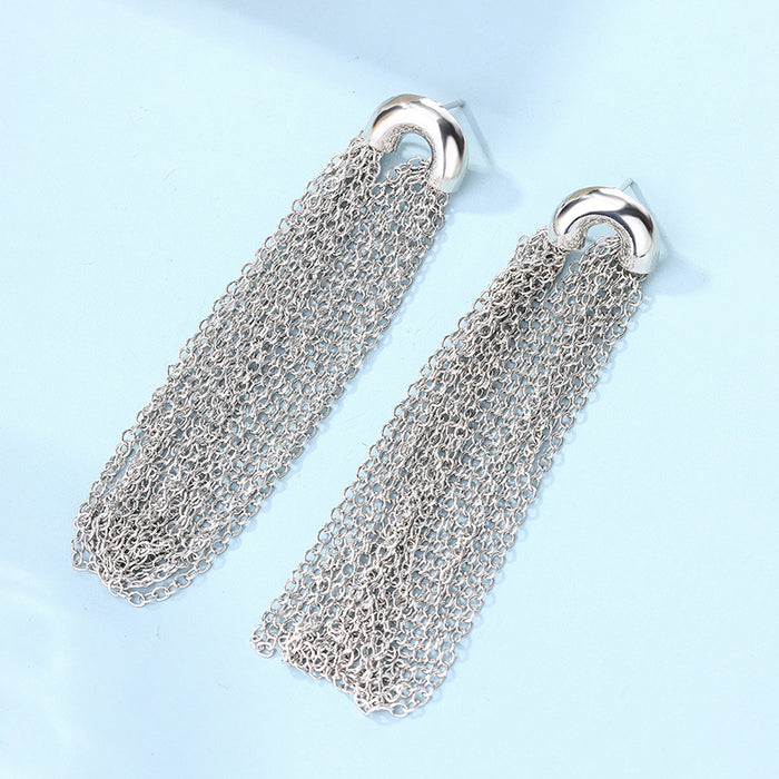 Wholesale Exaggerated alloy geometric earrings with fashionable tassel chain earrings and earrings