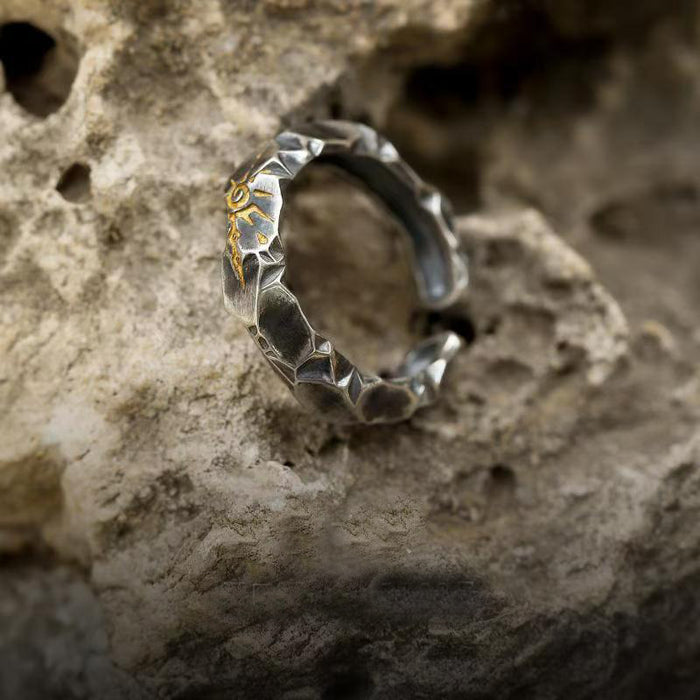 Wholesale Vintage Sun Rune Wishing Stone Pendant Stainless Steel Chain Hip Hop Necklace