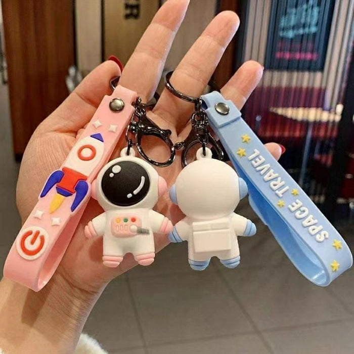 Wholesale  Doll keychain pendant gift cartoon silicone couple's spaceman accessories