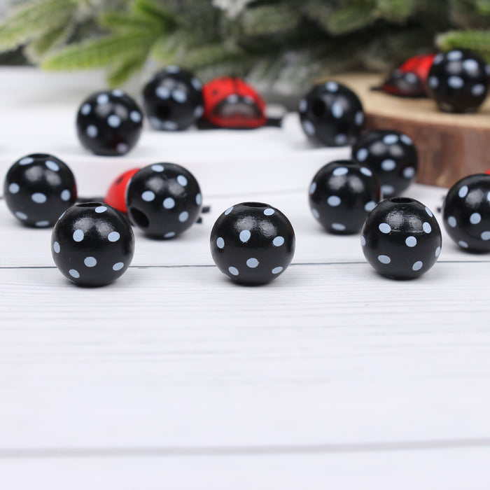 Wholesale 50PCS Ladybug Series Wooden Beads JDC-BDS-TianYue015