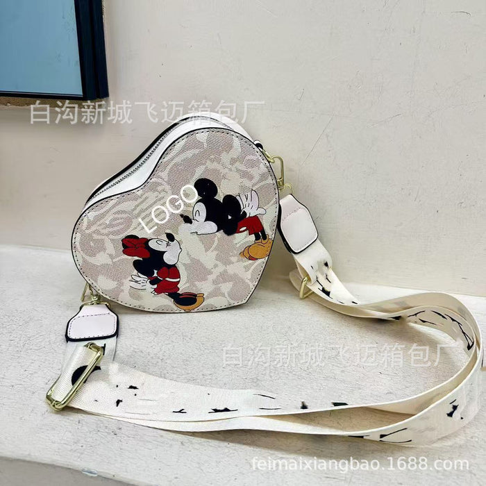 Wholesale Cute heart-shaped cartoon pattern large-capacity commuter crossbody shoulder bag