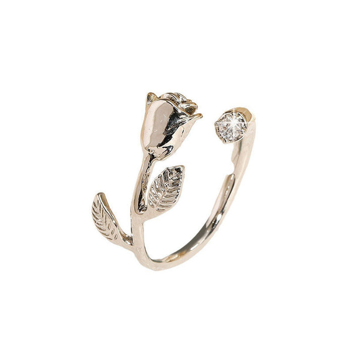 Wholesale Rose ring for women, sweet, fresh and personalized. Finger ring, simple and versatile. Handmade for women