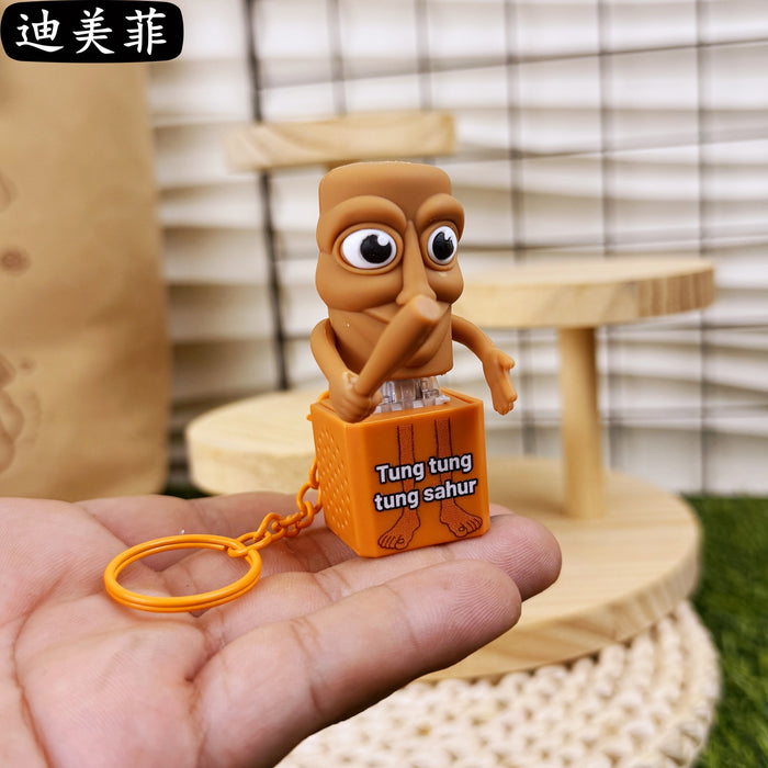 Wholesale AI wooden stick human shoe shark button sound pendant keychain