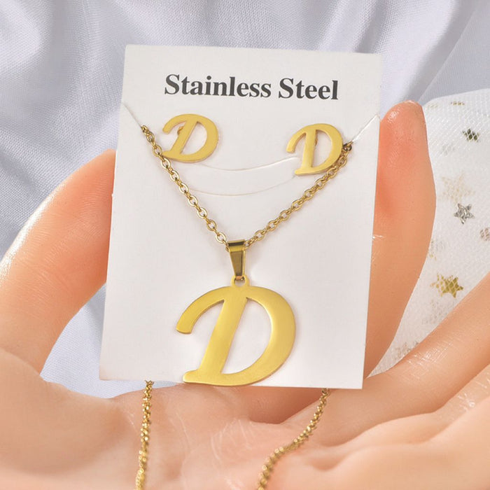 Wholesale Stainless Steel Pendant English Letter Necklace Set JDC-NE-ChunBi001