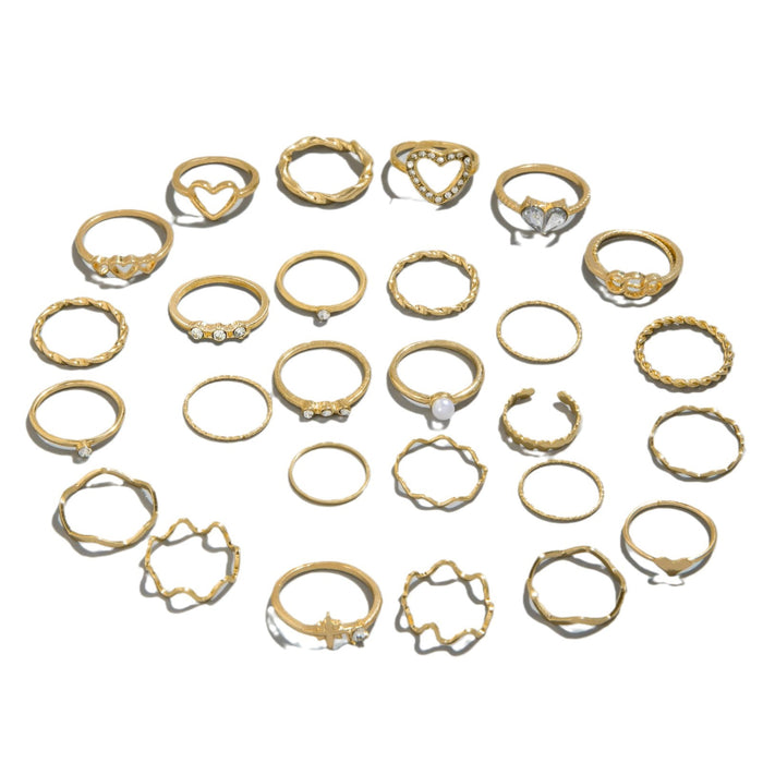 Wholesale Retro Diamond Love Multi-joint Alloy Ring Set JDC-RS-YongG005