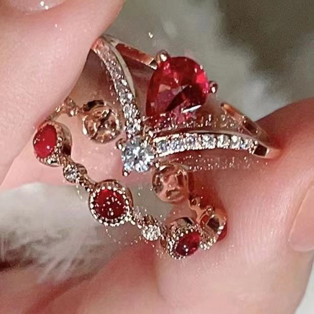 Wholesale Vintage exquisite micro inlaid zircon ring with a versatile temperament, layered ring, index finger ring