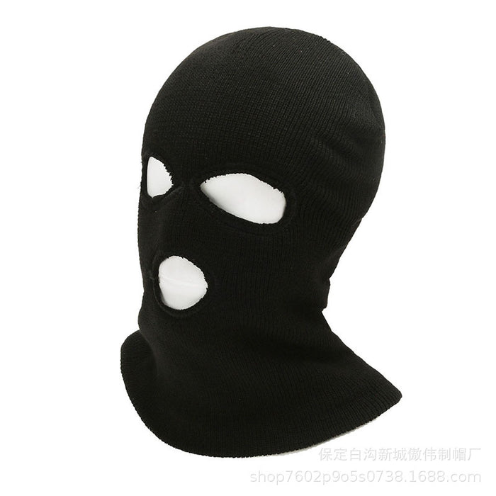 Wholesale Knitted hat, warm hood, autumn and winter outdoor cycling, windproof, ear protection, hole cap with fleece