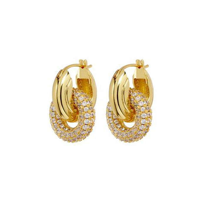 Wholesale Metal clasp copper micro-paved zircon earrings