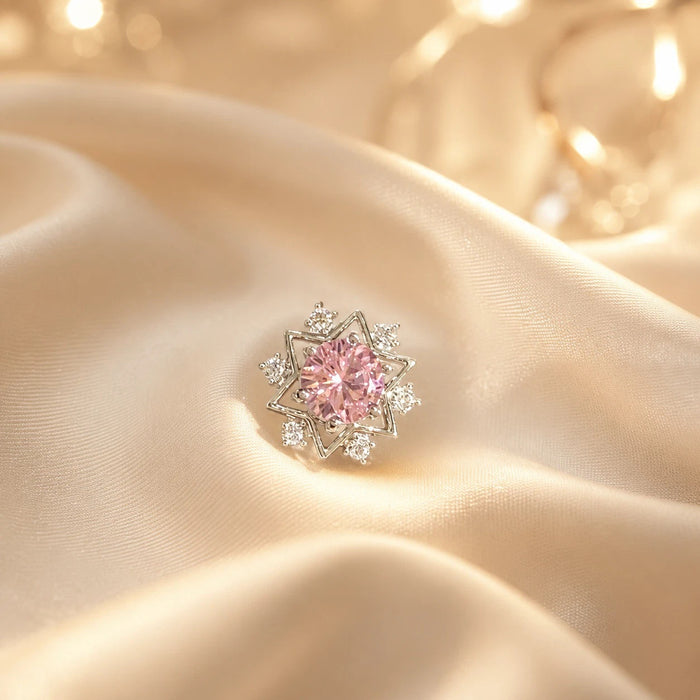 Wholesale Six-Pointed Star Zircon Earrings Sparkling Colored Diamond Studs
