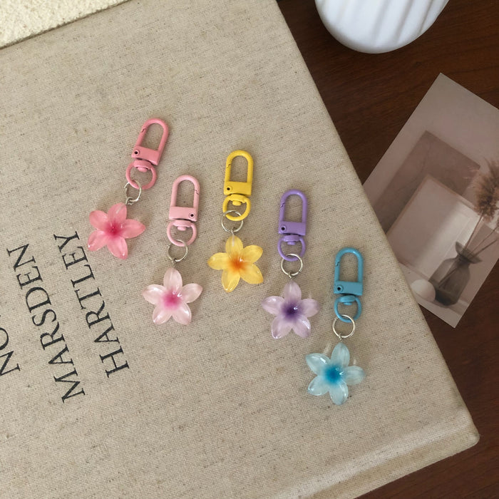 Wholesale Colorful transparent flower keychains