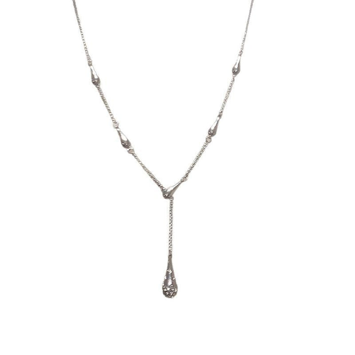 Wholesale New exquisite micro inlaid zircon water droplet pendant collarbone chain can be pulled, light luxury niche necklace with accessories