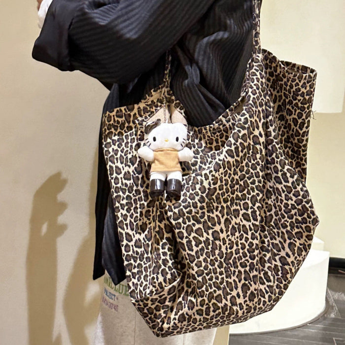 Wholesale Large capacity leopard print large shoulder bag versatile and practical canvas bag