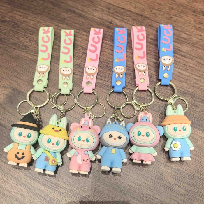 Wholesale Cute cross-dressing cartoon keychain,  cute couple schoolbag pendant,  car keychain,  claw machine small gift