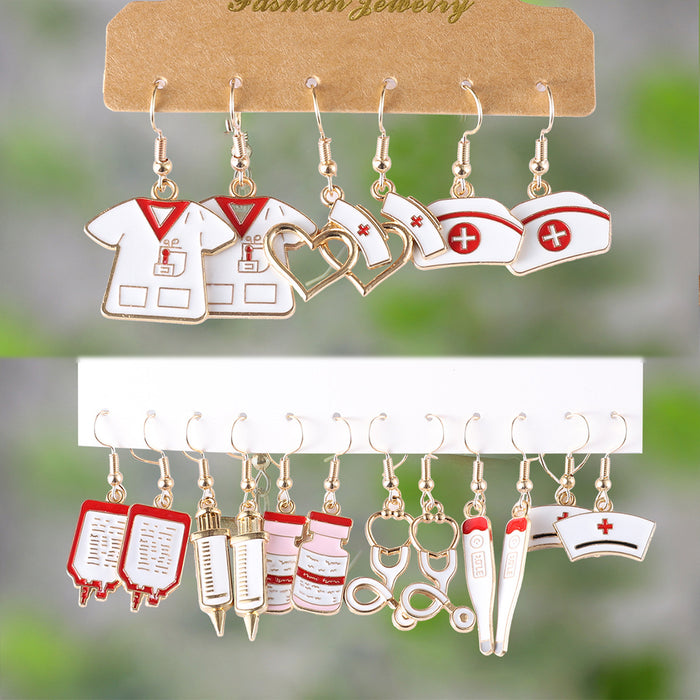 Wholesale Nurse Themed Earring 3 Pairs Set Alloy Electroplated Fashion Accessory Gift