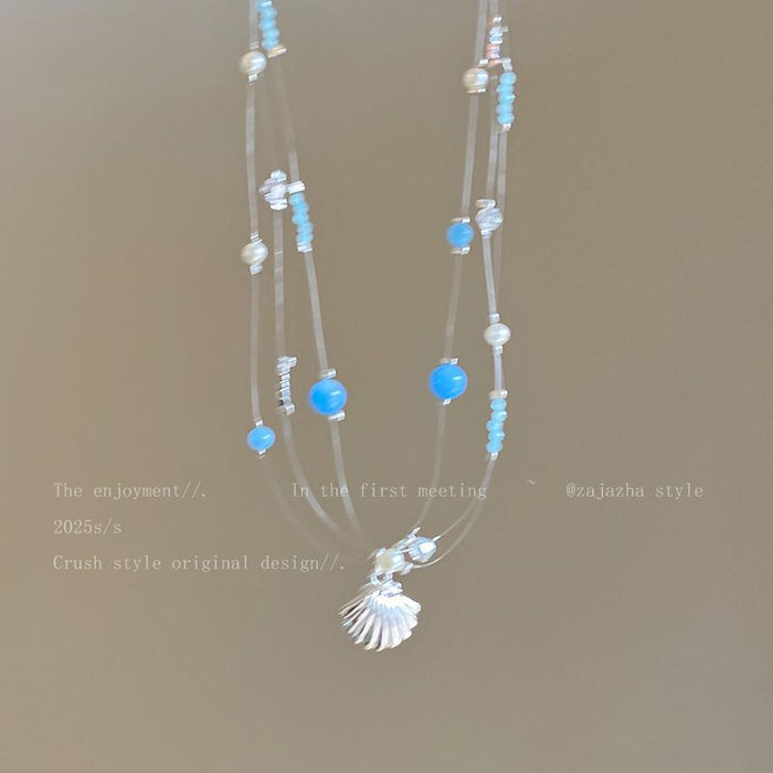 Wholesale Starfish Seashell Necklace Summer Vacation Collarbone Chain