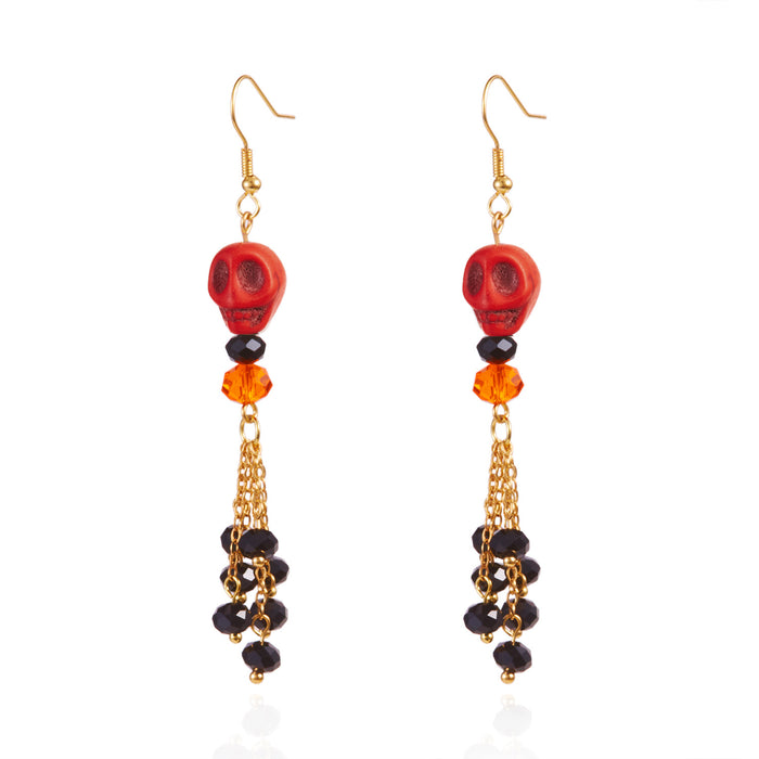 Wholesale  Skull Earrings  Earrings Tassels Earrings Women' s Niche Ear Hooks Dark Style