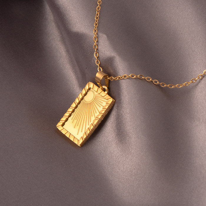Wholesale  ins style sun moon square embossed necklace