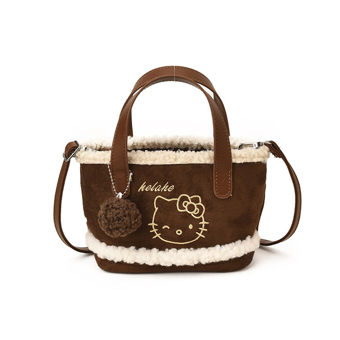 Wholesale Cute Cartoon Embroidered Velvet Crossbody Shoulder Bag for Kids