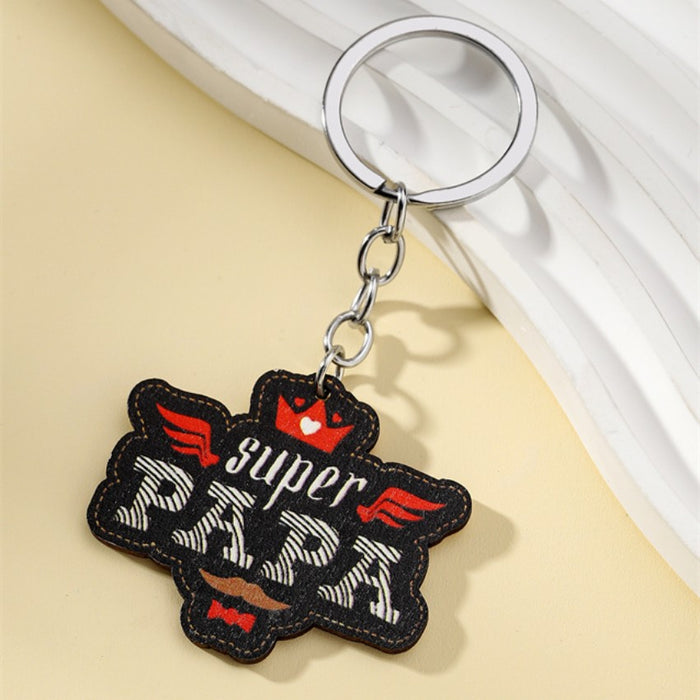 Wholesale Father's Day Superpapa Wooden Keychain JDC-KC-RongRui014