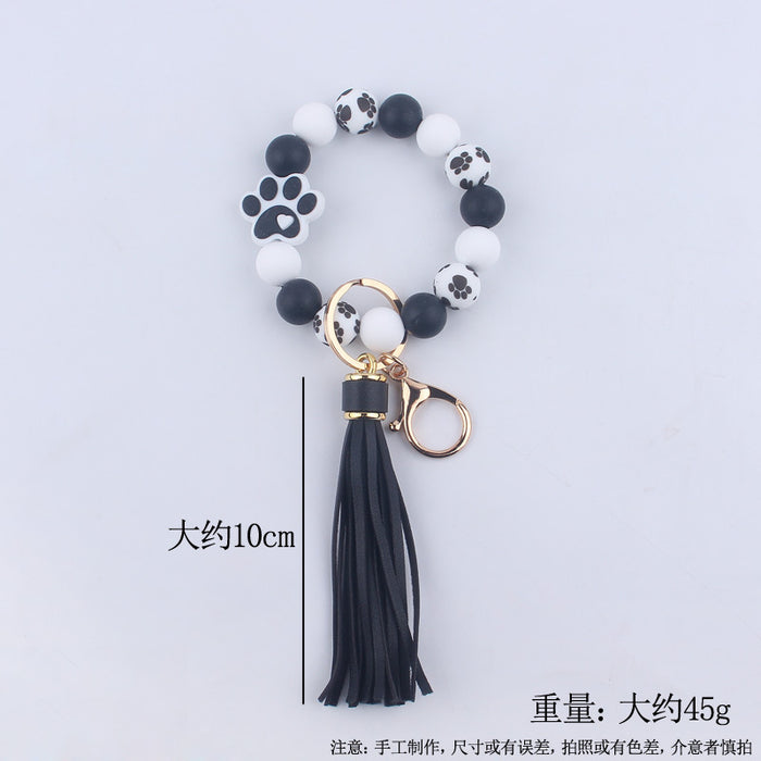 Wholesale silicone bead bracelet wrist keychain