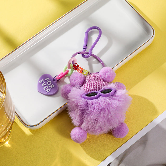 Wholesale Cute pet small bristle monster doll pendant anti-lost keychain schoolbag plush ornaments super cute gift