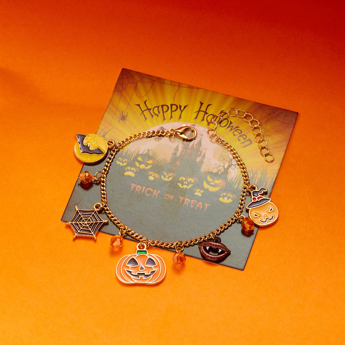 Wholesale Chain Bracelet for Women Halloween Pumpkin House Bat Ghost Pendant Bracelet