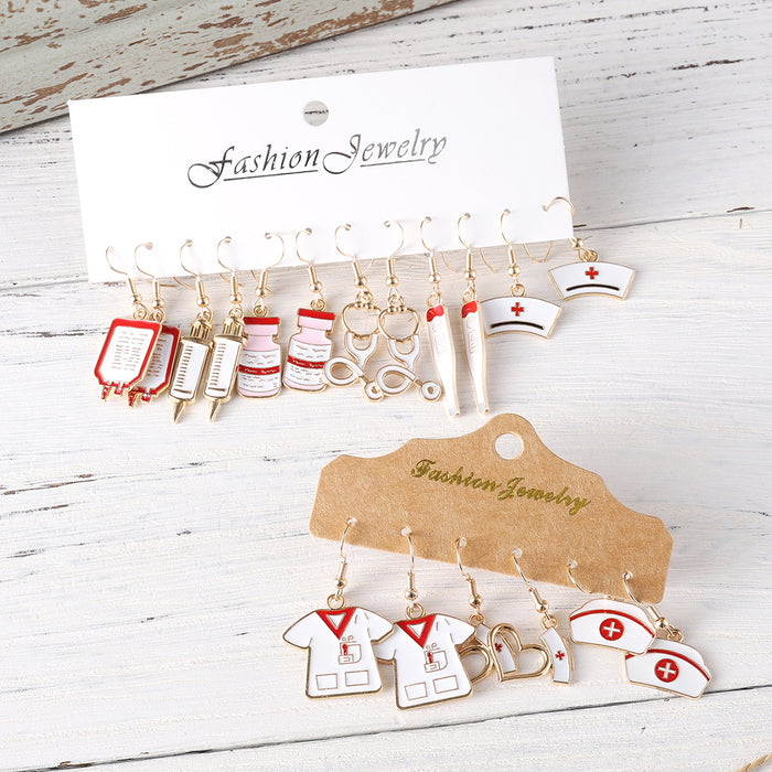 Wholesale Nurse Themed Earring 3 Pairs Set Alloy Electroplated Fashion Accessory Gift