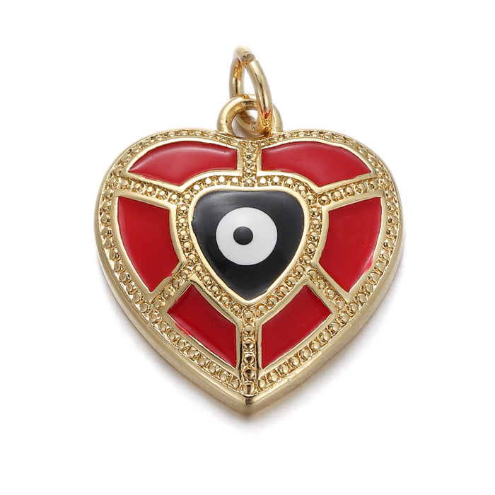 Wholesale Heart Shaped Evil Eye Earrings Necklace Diy Accessories JDC-PT-YJ007