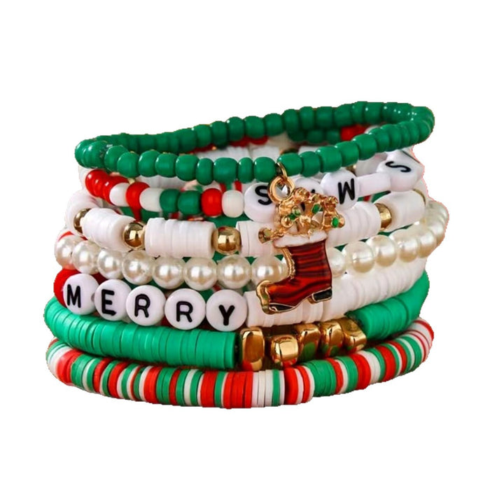 Wholesale Christmas jewelry colorful mixed color polymer clay bracelet