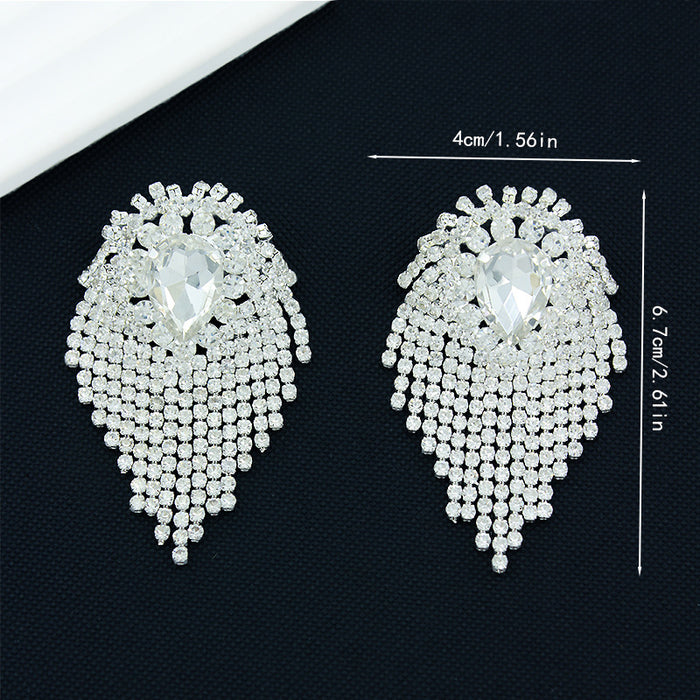 Wholesale Shiny Rhinestone Tassel Earrings Personalized Popular Women's Trend Diamond Earrings