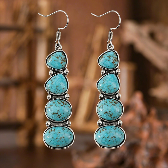 Wholesale 2pcs Bohemian Retro Turquoise Statemente Earrings