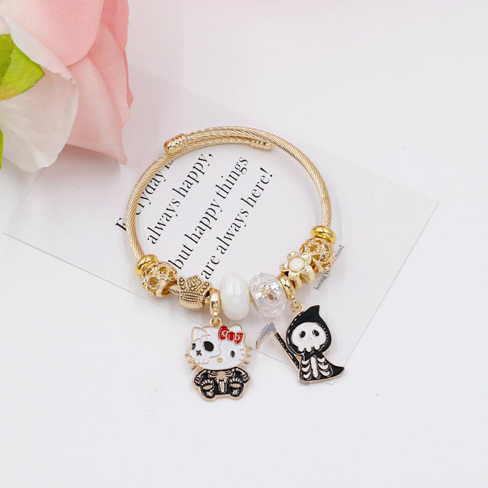 Wholesale Adjustable Skull Ghost Pendant Bracelet Stainless Steel MOQ≥2
