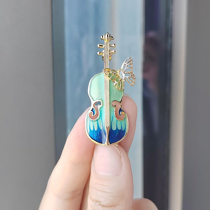 Wholesale Violin Brooch Rhinestone Brooch,  Elegant Oil-Dropping Corsage